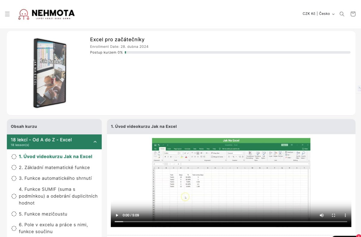 Jak na Excel (pro začátečníky) – Video Kurz - Nehmota.cz